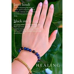 Lapis Lazuli Hematite Black Onyx Bracelet, Wealth Abundance Money Feng Shui Bracelet, Stress Relief and Anxiety Relief Bracelet, Grounding Bracelets for Men and Women