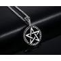 HUANIAN Stainless Steel Pentagram Pendant Necklace for Men Women Wiccan Jewelry