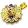 Nsitbbuery Hip Hop 18K Gold Plated Turn Sunflower Tag Pendant Iced Out Crystal Necklace