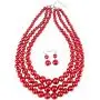 Womens Simulated Pearl Resin Three Multi-Strand Statement Necklace and Earrings Set Womens Simulated Pearl Resin Three Multi-Strand Statement Necklace and Earrings Set