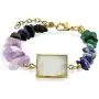 Bling Jewelry Boho Organic Purple Blue Green Agate Multi Gemstone Chip Chakra Fashion Druzy Bracelet for Women Gold Tone Metal