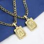 MEMGIFT 18K Real Yellow Gold Initial Letter Men Necklace Rectangle Capital Pendant Monogram A-Z Stainless Steel Box Chain 22inch Unique Trendy Fashion Handmade Fancy Personalized Women Jewelry