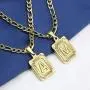 MEMGIFT 18K Real Yellow Gold Initial Letter Men Necklace Rectangle Capital Pendant Monogram A-Z Stainless Steel Box Chain 22inch Unique Trendy Fashion Handmade Fancy Personalized Women Jewelry