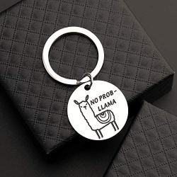 Gzrlyf No Prob Llama Keychain Funny Llama Gifts Alpaca Gifts for Llama Lovers