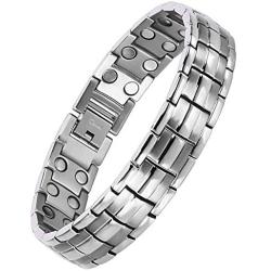 Titanium Magnetic Bracelet,Magnetic Therapy Titanium Magnetic Bracelet for Pain Relief Magnetic Bracelet Men (Silver)