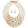 Yuhuan Women Elegant Pearl Jewelry Set Bead Cluster Collar Bib Choker Necklace and Earrings(Ivory) Yuhuan Women Elegant Pearl Jewelry Set Bead Cluster Collar Bib Choker Necklace and Earrings(Ivory)
