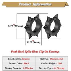 Xusamss Punk Jewelry Stainless Steel Spike Rivet Ear Clip Earrings