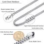 FIBO STEEL 3-6mm Curb Chain Necklace for Men Stainless Steel Biker Punk Style, 16-36 inches