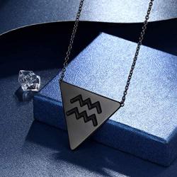 beautlace Horoscope Zodiac Triangle Necklaces 12 Constellation Astrology Charm 18K Gold/Silver/Black Gun Plated Pendant Necklace for Women Men Jewelry Gift