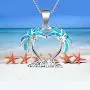 Sterling Silver Double Palm Tree Necklaces Pendant Earrings Blue Opal Pendant Perfect Birthday Present
