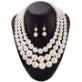 Faux Big White Pearl 3 Layer Chunky Necklace and Earrings Bib Costume Jewelry Set Faux Big White Pearl 3 Layer Chunky Necklace and Earrings Bib Costume Jewelry Set