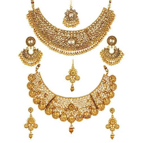 YouBella Jewellery Bollywood Ethnic Gold Plated Traditional Indian Necklace Combo Set with Earrings for Women