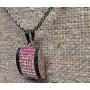 TwoBirch Multi Colored Pink Greek Key Pendant Neckace with Etruscan Design - Greek Key Pendant - Chain NOT Incuded