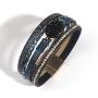 FANCY SHINY Leather Wrap Bracelet Boho Cuff Bracelets Crystal Bead Bracelet with Magnetic Clasp Jewelry Gifts for Women Teen Girls