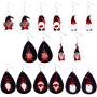 8 Pairs Christmas Santa Gnome Leather Earrings Set Xmas Faux Leather Teardrop Earrings Printed Dwarf Bulk Dangle Drop Earrings Fashion Christmas Gnome Earrings Jewelry Accessory for Women Grils