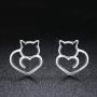 Cute Cat Earrings Stud Pearl Earrings for Women Mouse Cubic Zircon Hypoallergenic Earrings Christmas Birthday Gift