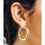 14K Yellow Gold Thick Tube Hoop Earrings with Click-Down Clasp, (5 or 6mm Tube)