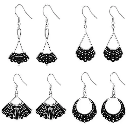 4 Pairs Ruth Bader Ginsburg Earrings for Women Sterling Silver Dissent Collar Earrings Drop Charms Jewelry Girls Gifts for Fans 4 Pairs Ruth Bader Ginsburg Earrings for Women Sterling Silver Dissent Collar Earrings Drop Charms Jewelry Girls Gifts for Fans