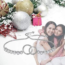 GDDX Mother Daughter Bracelet, Sister Link Bracelet - Sterling Silver Two Interlocking Infinity Double Circles, Birthday Gift for Mom Daughter