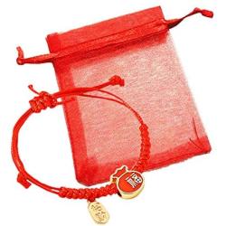 Jatujakmall The Best Feng Shui Red String Bracelet of 2021, Lucky Rope Bracelet Chinese, Gold Fortune Bag, Lucky Money Bag for Wealth, Adjustable, Wealthy Amulet Bracelet Jewelry (Include Gift Box)