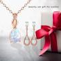 White Rose Gold Plated Opal Dangle Earrings Drop for Women Girls Hypoallergenic