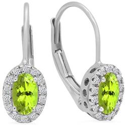 Dazzlingrock Collection 14K Ladies Halo Style Hoop Earrings, White Gold
