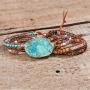 YGLINE Chakra Handmade Leather Wrap Bracelet Imperial Jasper Wrap Adjustable Bead Bracelet