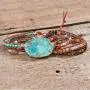 YGLINE Chakra Handmade Leather Wrap Bracelet Imperial Jasper Wrap Adjustable Bead Bracelet YGLINE Chakra Handmade Leather Wrap Bracelet Imperial Jasper Wrap Adjustable Bead Bracelet