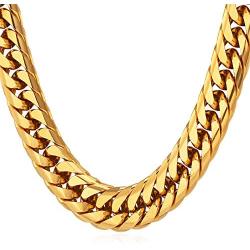 U7 Men Stainless Steel Franco Chain Curb Link Hip Hop Chunky Necklace Costume Jewelry 6MM 9MM 12MM Thick, Length 18-36 Inch, Silver Black Gold Color,Gift Packed