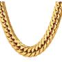 U7 Men Stainless Steel Franco Chain Curb Link Hip Hop Chunky Necklace Costume Jewelry 6MM 9MM 12MM Thick, Length 18-36 Inch, Silver Black Gold Color,Gift Packed