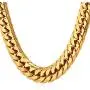 U7 Men Stainless Steel Franco Chain Curb Link Hip Hop Chunky Necklace Costume Jewelry 6MM 9MM 12MM Thick, Length 18-36 Inch, Silver Black Gold Color,Gift Packed