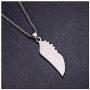 Heavstjer Punk Stainless Steel Feather Pendant Necklace,24inches Wheat Chain