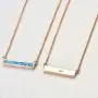 CiNily Thin Bar Necklace White Gold Plated Opal Pendant Necklace for Women Girls