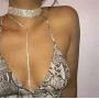 Rhinestones Choker Necklace Double Layer Full Crystal Wide Y Collar Necklace Sexy Dainty CZ Diamond