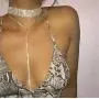 Rhinestones Choker Necklace Double Layer Full Crystal Wide Y Collar Necklace Sexy Dainty CZ Diamond Rhinestones Choker Necklace Double Layer Full Crystal Wide Y Collar Necklace Sexy Dainty CZ Diamond