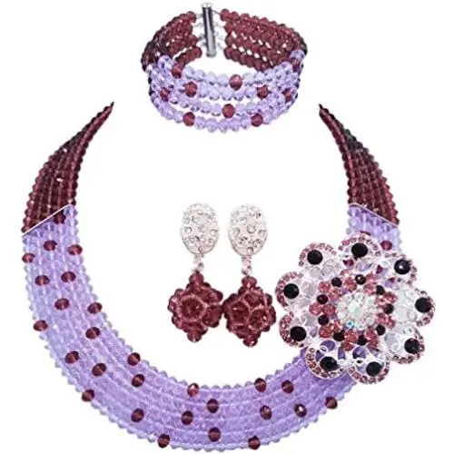 aczuv 5 Rows Womens Fashion African Beads Nigerian Necklace Bridal Wedding Jewelry Sets aczuv 5 Rows Womens Fashion African Beads Nigerian Necklace Bridal Wedding Jewelry Sets
