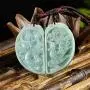 LOOPIG 1pair Chinese Traditional Burma Jade Necklace Pendant Phoenix Dragon Pendant Jewelry