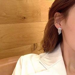 Rhinestone Chandelier Tassel Dangle Earrings Dainty Short Fringe Chain Earrings