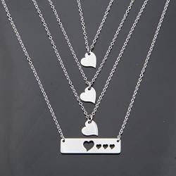Mother Daughter Necklace Set Heart Bar Necklace Set Mommy Daughter Jewelry Gift for Mom Grandma