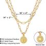 Gold Layered Initial Necklaces for Women Girls, 18k Gold Plated Paperclip Chain Necklace, Letter Pendant Choker Layering Coin Necklaces