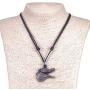 BlueRica Gator Head Pendant on Adjustable Black Rope Cord Necklace (Old Silver)