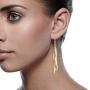 Gemini Womens Jewelry 18K Gold White Color Long Dangle Drop Earring Gm009 , Size: 4 inches