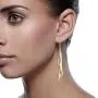 Gemini Womens Jewelry 18K Gold White Color Long Dangle Drop Earring Gm009 , Size: 4 inches