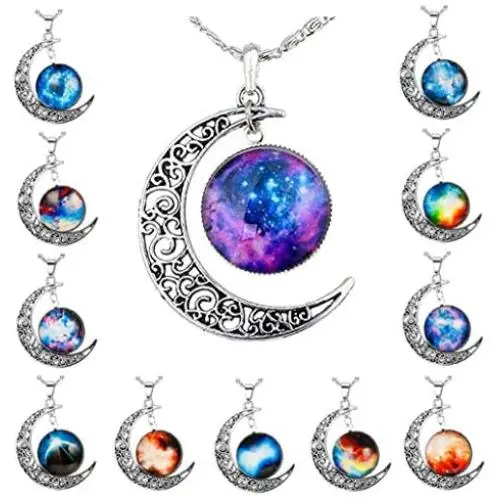LOLIAS 12 Pcs Crescent Moon Pendant Necklaces for Women Girls Gifts Jwelry