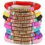 Colorful Heishi Beaded Surfer Bracelet, Vinyl Disc Bead Bracelet, Elastic Rope Surfer Bracelet Set, Summer Fashion Bracelet for Women and Girls