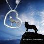 TRISHULA Wolf/Cat/Flamingo/Turtle/Dog/Unicorn/Heart Pendant Necklace for Women Girls, Sterling Silver Animals Necklace, l Love You Forever Opal Necklace Jewelry Gift 18''+2'' (Gift Box Included)