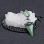 Top Plaza Natural Stone Healing Crystal Triangle Pointed Gemstone Pendant Necklace Crescent Moon Jewelry Adjustable Lava Rock Beads Necklaces for Women Men
