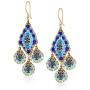Miguel Ases Medium Triple Drop Diamond Center Swarovski Chandelier Drop Earrings