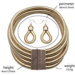 Halawly African Choker Necklace Set for Women,Multilayer Chain Necklace and Earring Set Fashion Jewelry