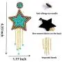 Star Beaded Tassel Dangle Earrings - Long Five Star Big Bead Chandelier Drop Earrings For Women, Large Statement Native Beaded Fringe 5 Star Earrings Star Beaded Tassel Dangle Earrings - Long Five Star Big Bead Chandelier Drop Earrings For Women, Large Statement Native Beaded Fringe 5 Star Earrings